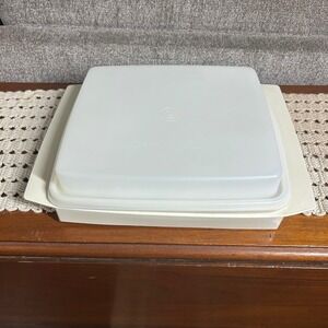 Vintage Tupperware Deviled Egg Carrier 16 Slot Rectangular Server Cream 723 722